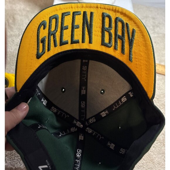 Green Bay Packers New Era 59FIFTY Fitted Hat Embroidered Cap Sz 7 READ - Picture 10 of 14